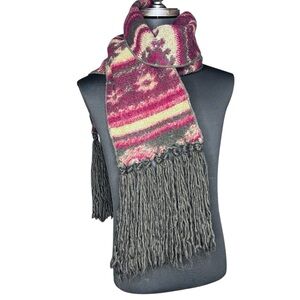 TARNISH Virgin Wool Blend Scarf Long Print Colorful Scarf Made in Italy 93”x8”